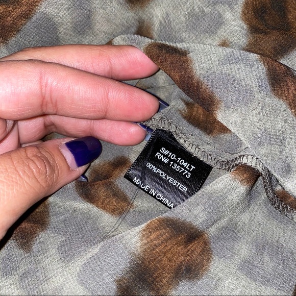 Olivaceous Leopard Print Sheer Blouse - Picture 3 of 5